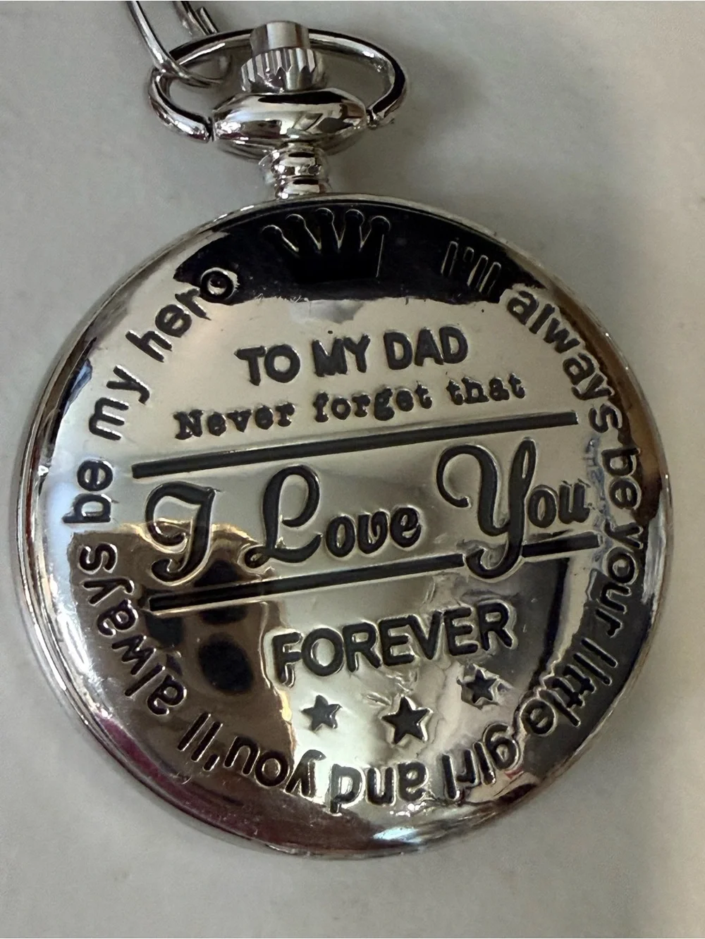 To My Dad Engraved Pocket Watch Silver Roman Numeral Military Dial Daughter Gift